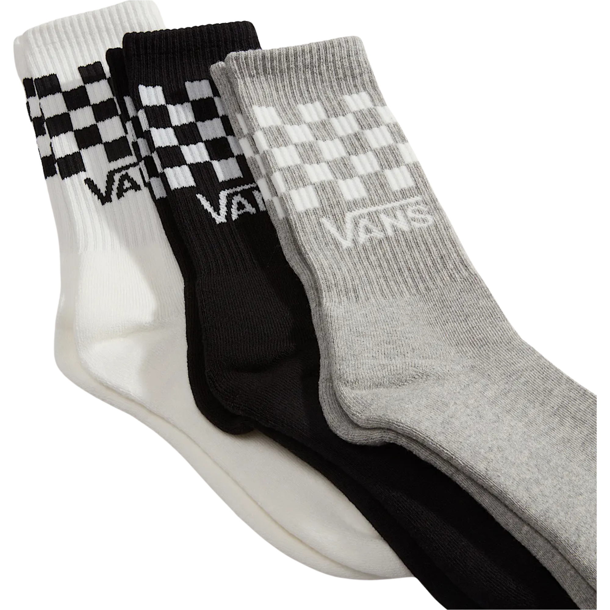 2026 Vans Classic Check Socks (3 Pairs) VN000QBUY - Black / White